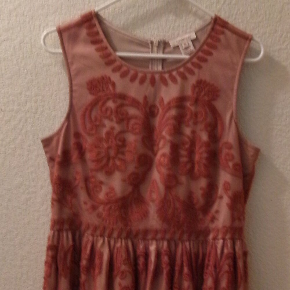 NWOTS, SUNDANCE, SIZE 10, DEEP CORAL, SLEEVELESS,  MID KNEE, COCKTAIL DRESS